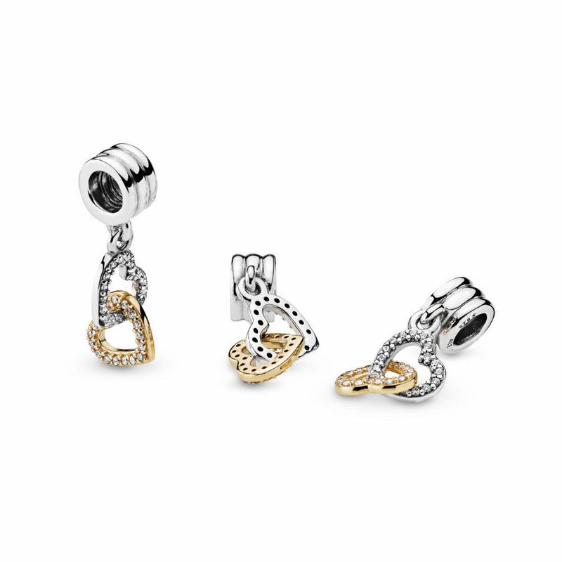 Pandora Interlocked Hearts Dangle Charm Online NZ, Two Tone (531780-HEO)